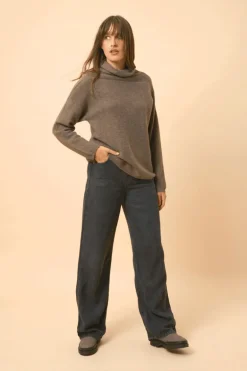 BLANTYRE pull col roulé taupe chiné