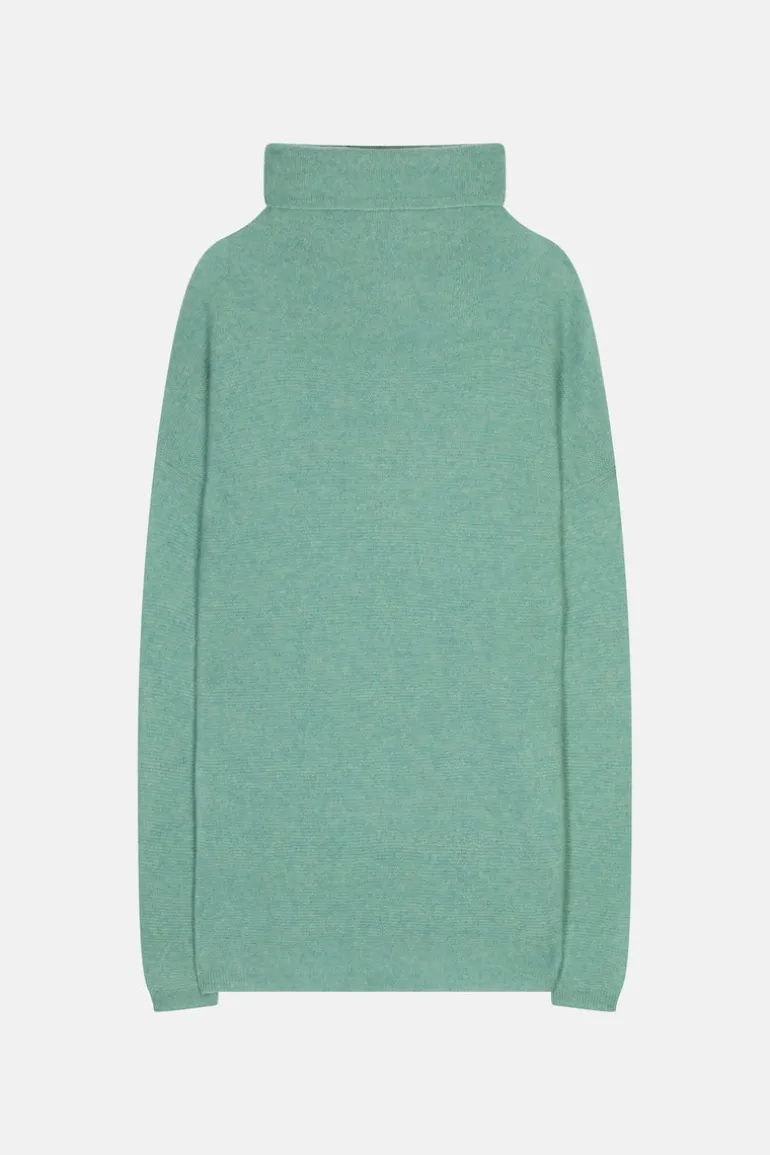 BLANTYRE pull col roulé vert chiné