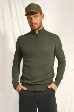BRADLEY pull col camionneur kaki chiné