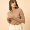 CALLIE pull col rond camel chiné
