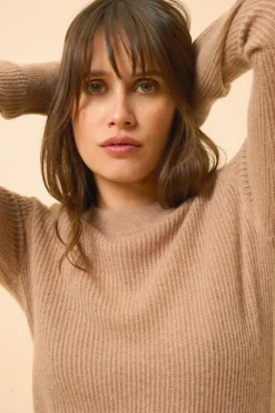 CALLIE pull col rond camel chiné