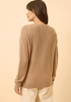 CAPUCINE pull col v camel chiné