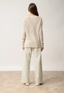 CAPUCINE pull col v gris perle chiné