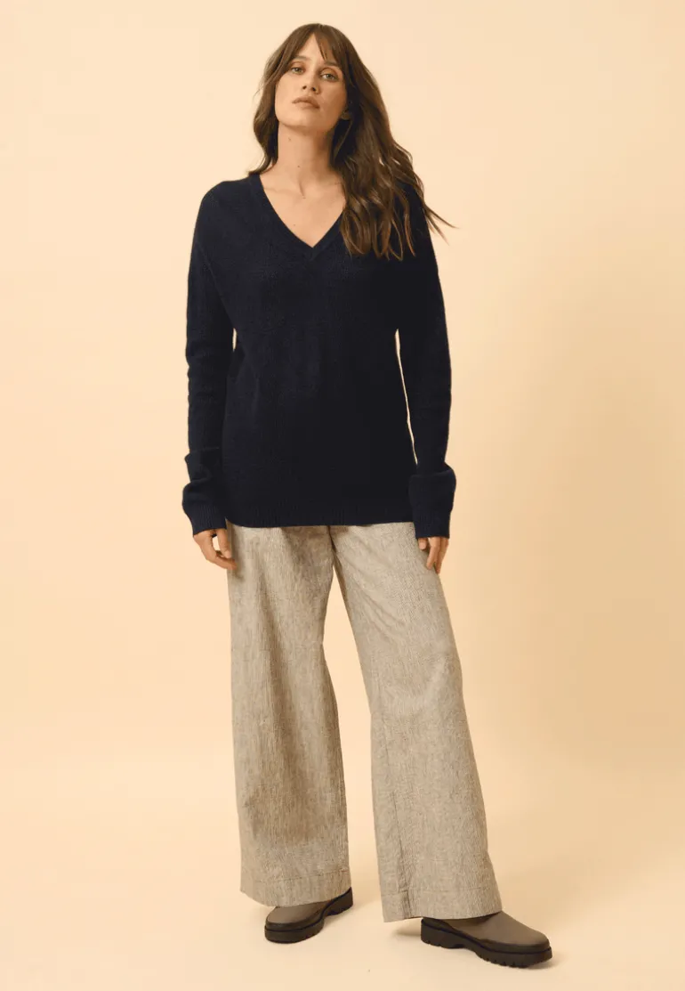 CAPUCINE pull col v navy