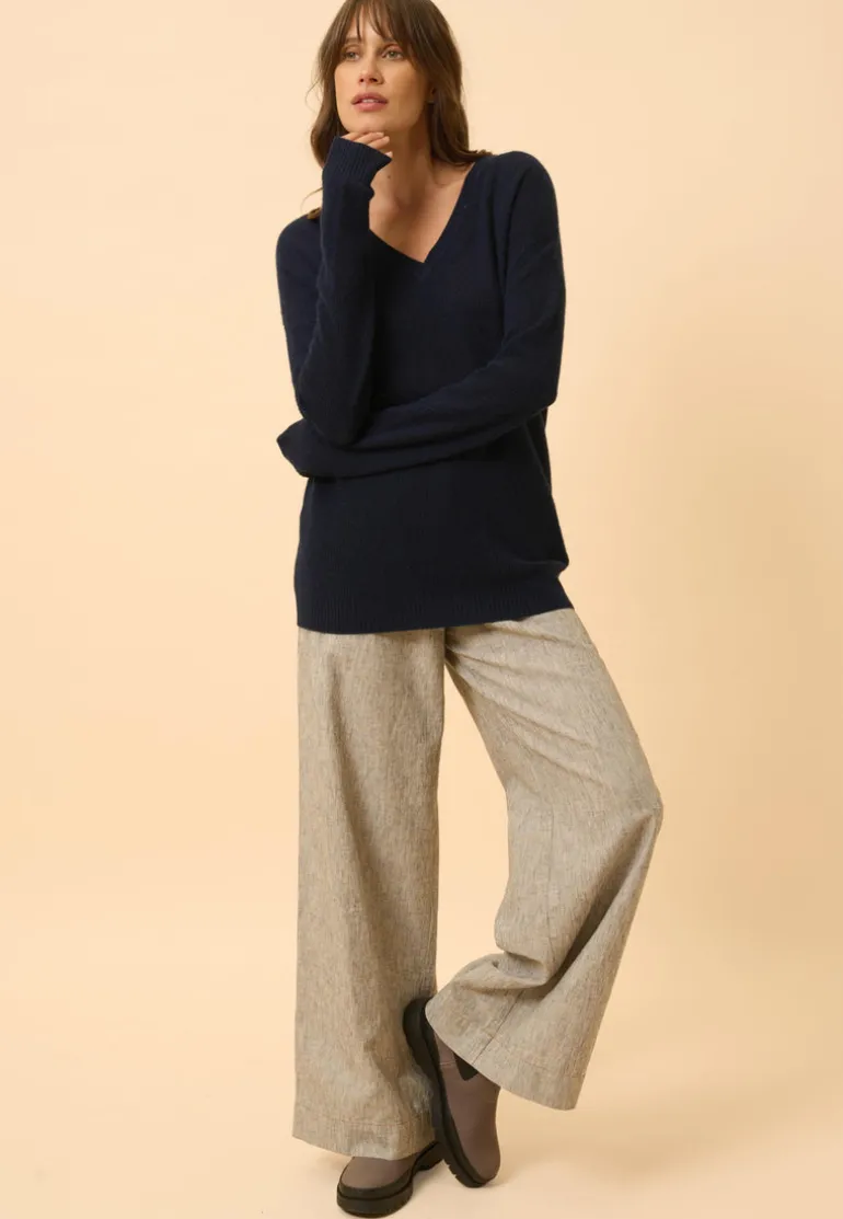 CAPUCINE pull col v navy
