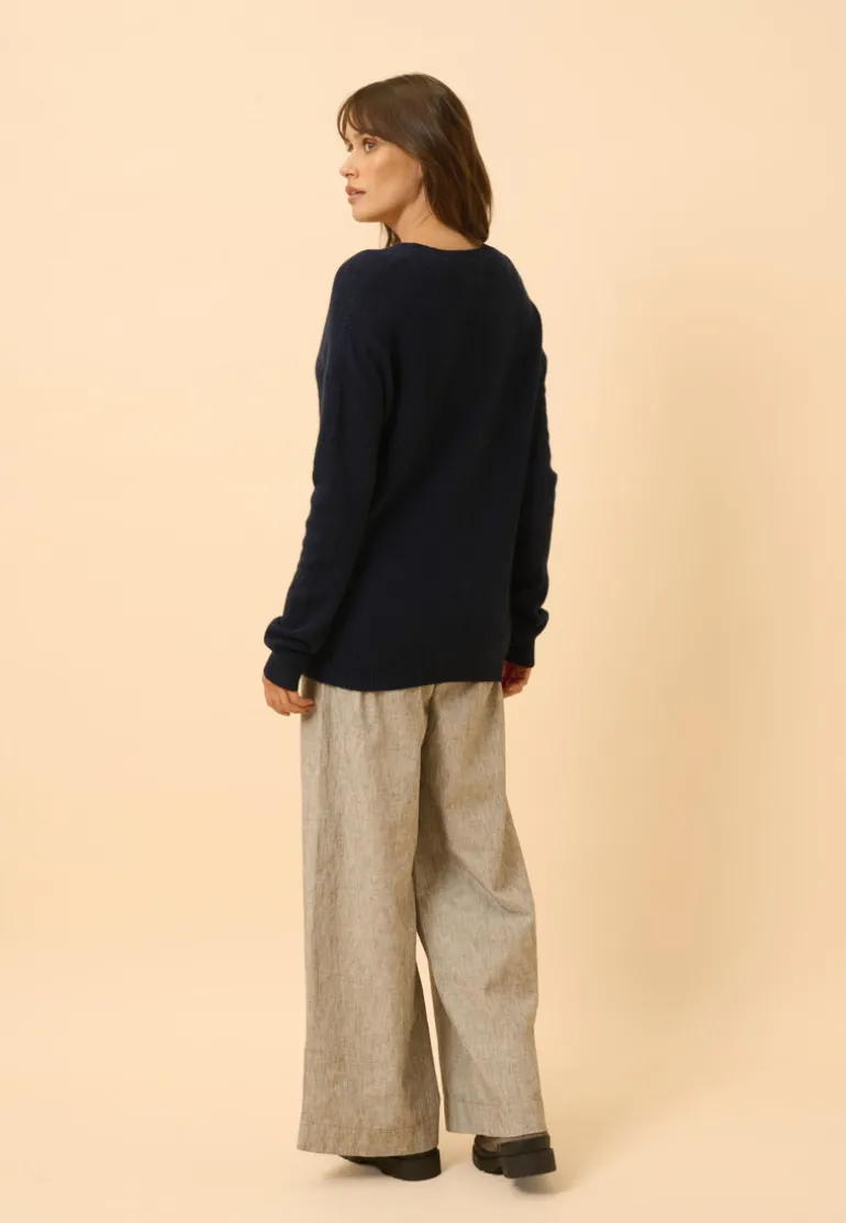 CAPUCINE pull col v navy