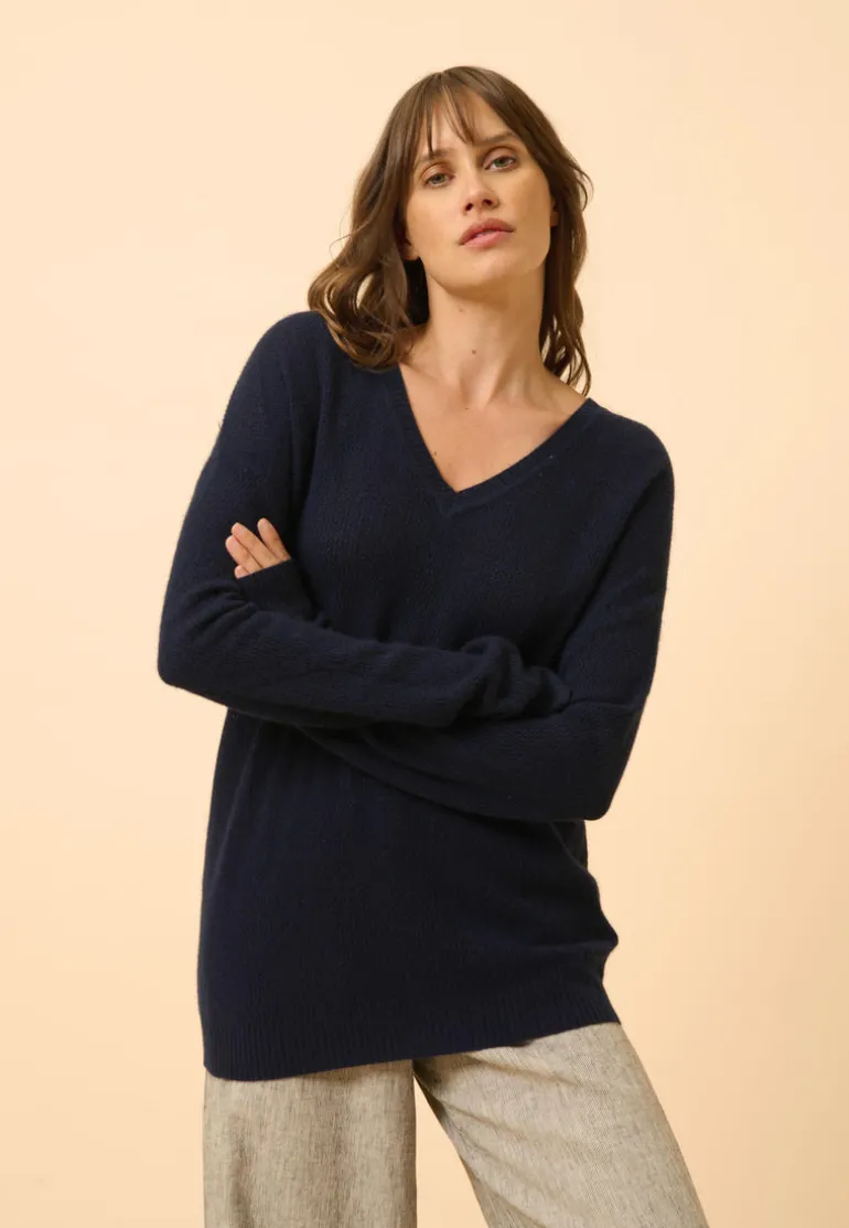 CAPUCINE pull col v navy