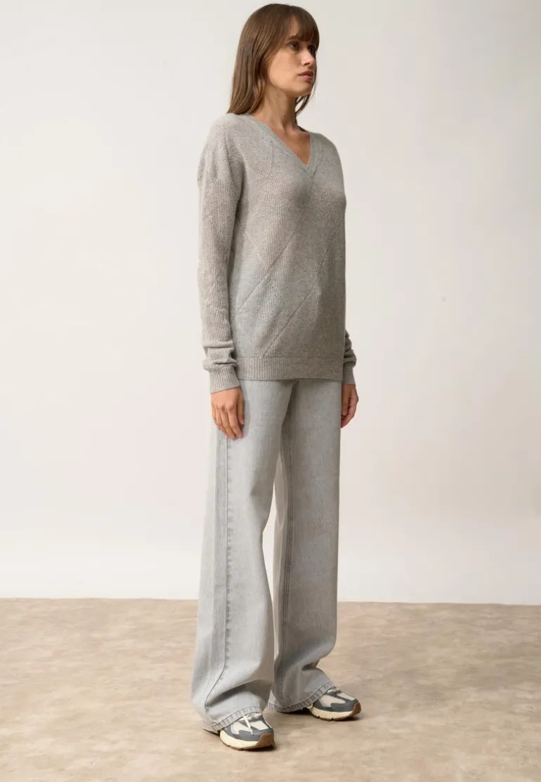 CAPUCINE pull col v nuage chiné