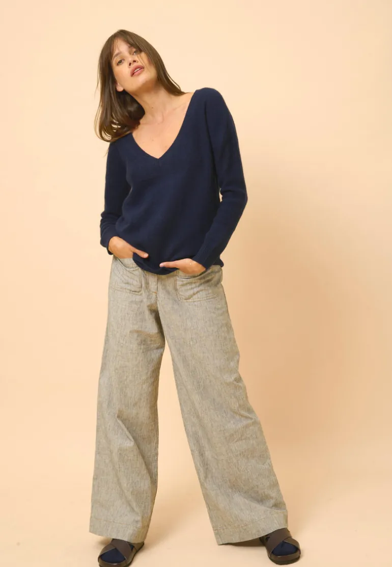 CASSIE pull col v navy
