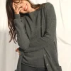 CHELSEA cardigan col v anthracite chiné