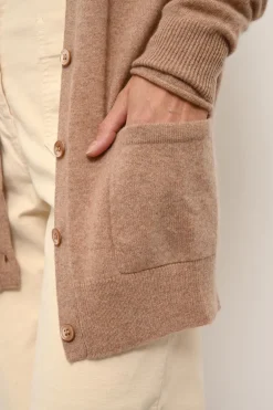 CHELSEA cardigan col v camel chiné