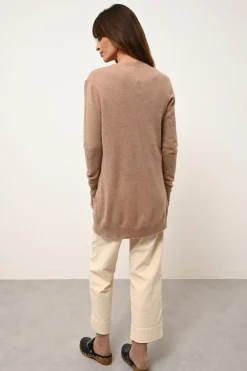 CHELSEA cardigan col v camel chiné