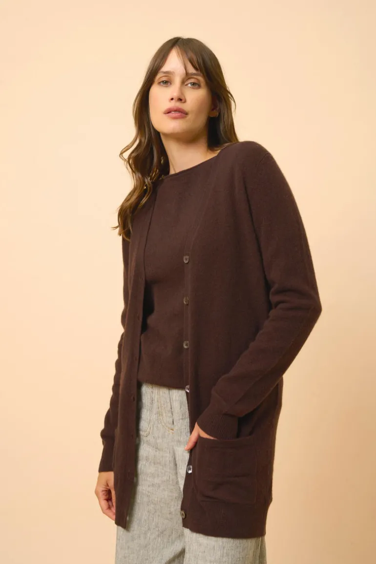 CHELSEA cardigan col v choco