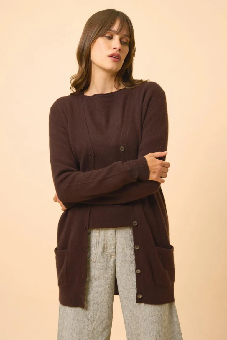 CHELSEA cardigan col v choco