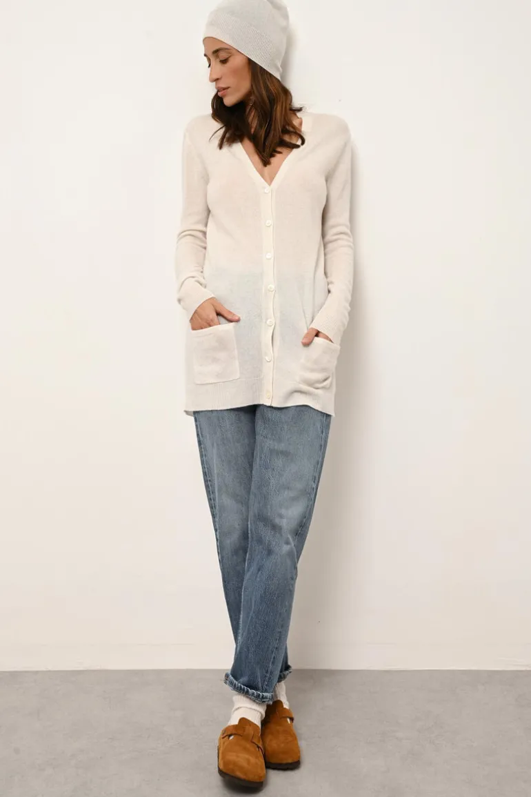 CHELSEA cardigan col v ivoire