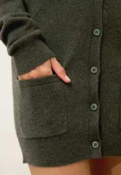 CHELSEA cardigan col v kaki chiné