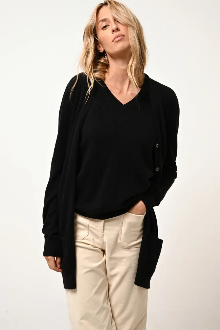 CHELSEA cardigan col v noir