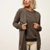 CHELSEA cardigan col v taupe chiné