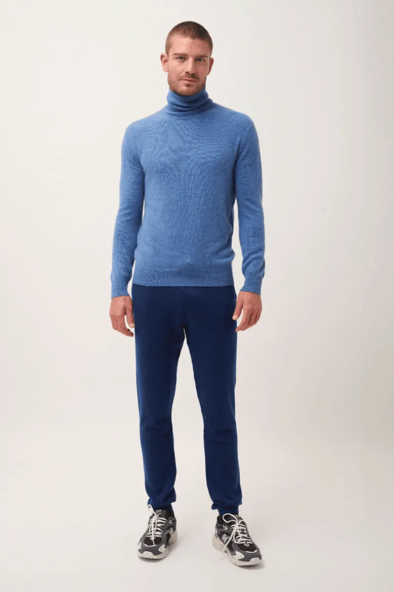 CONNOR pull col roulé bleu denim