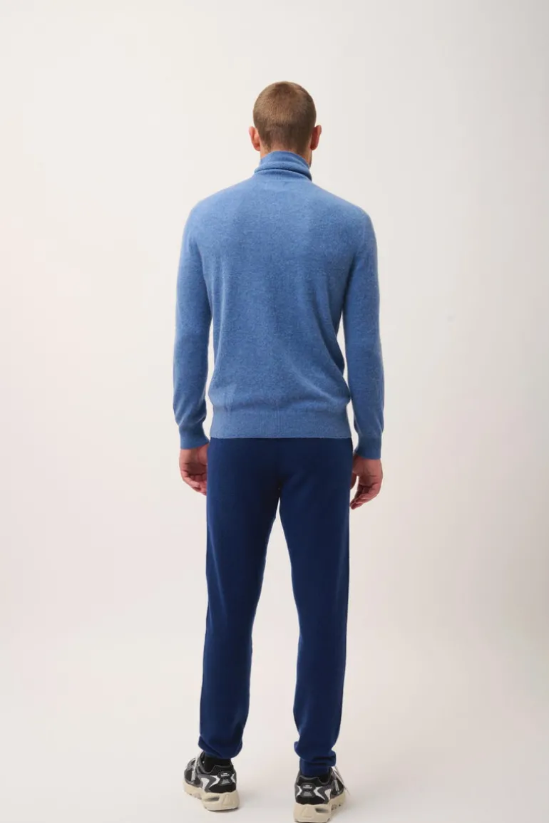 CONNOR pull col roulé bleu denim
