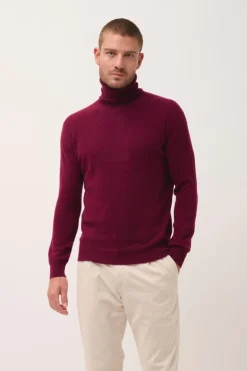 CONNOR pull col roulé bordeaux