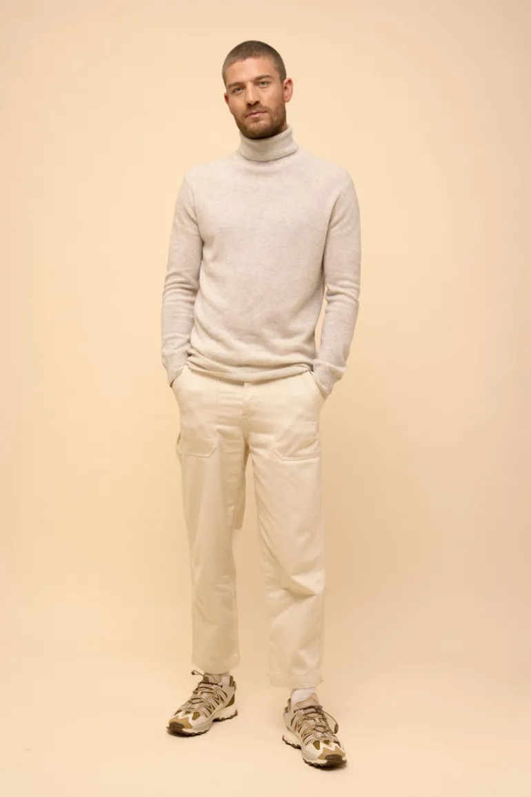 CONNOR pull col roulé gris perle chiné