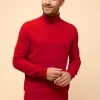 CONNOR pull col roulé rouge