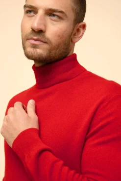 CONNOR pull col roulé rouge