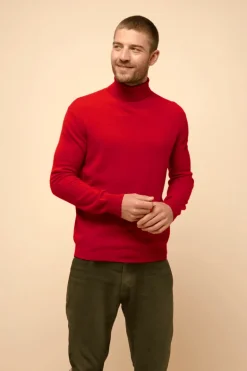 CONNOR pull col roulé rouge