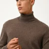 CONNOR pull col roulé taupe chiné