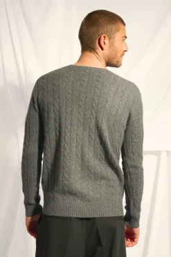 DARRI pull col rond anthracite chiné