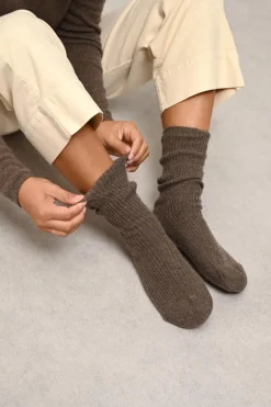 DAYAYA chaussettes taupe chiné