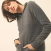 DEBBIE gilet col zippé capuche anthracite chiné