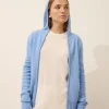 DEBBIE gilet col zippé capuche sky