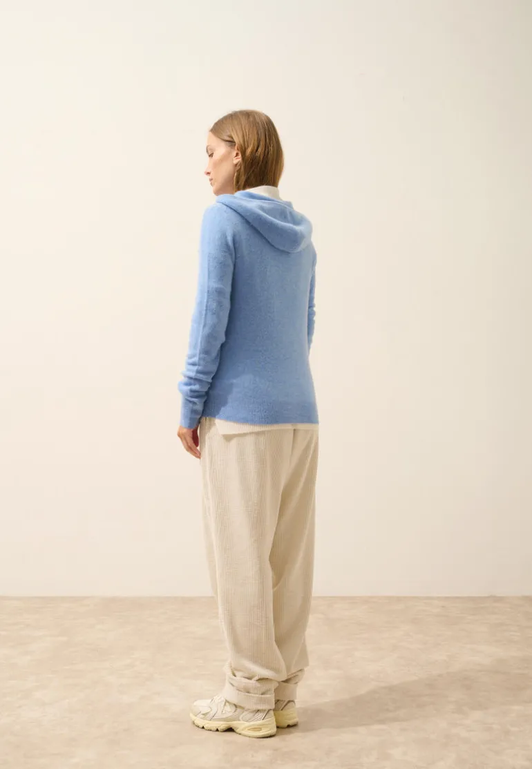 DEBBIE gilet col zippé capuche sky