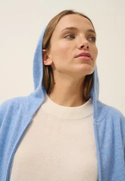 DEBBIE gilet col zippé capuche sky