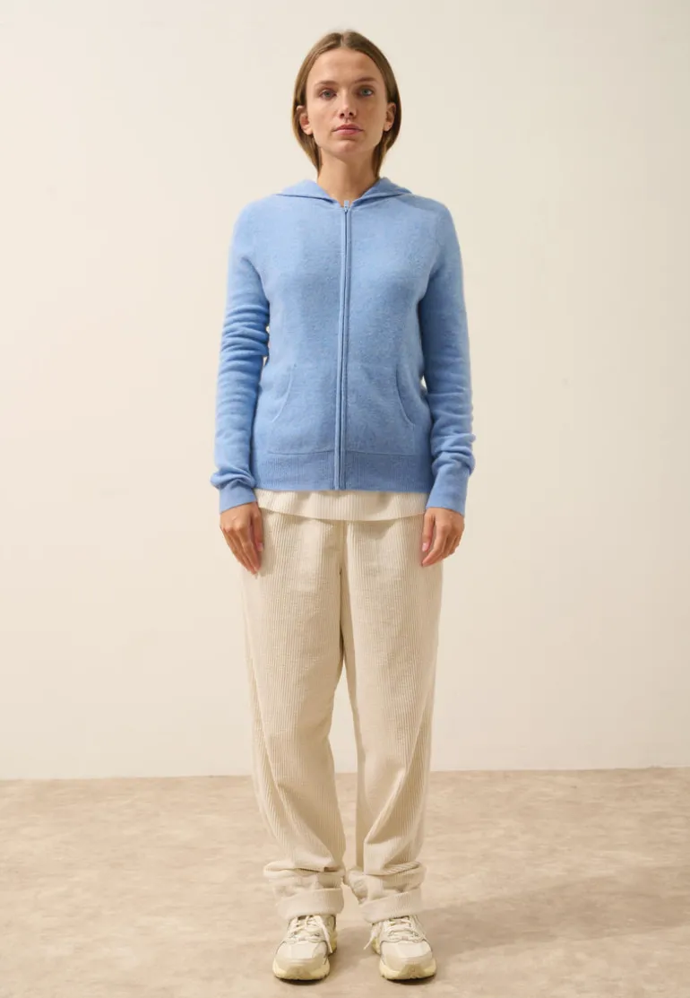 DEBBIE gilet col zippé capuche sky