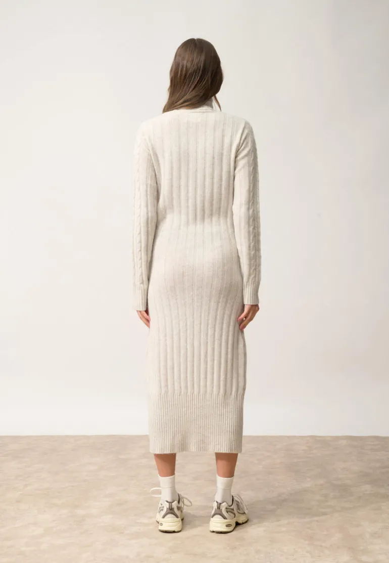 DOLKAR robe col roulé gris clair chiné