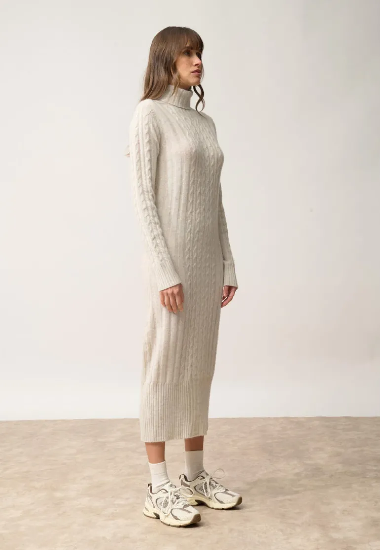 DOLKAR robe col roulé gris clair chiné