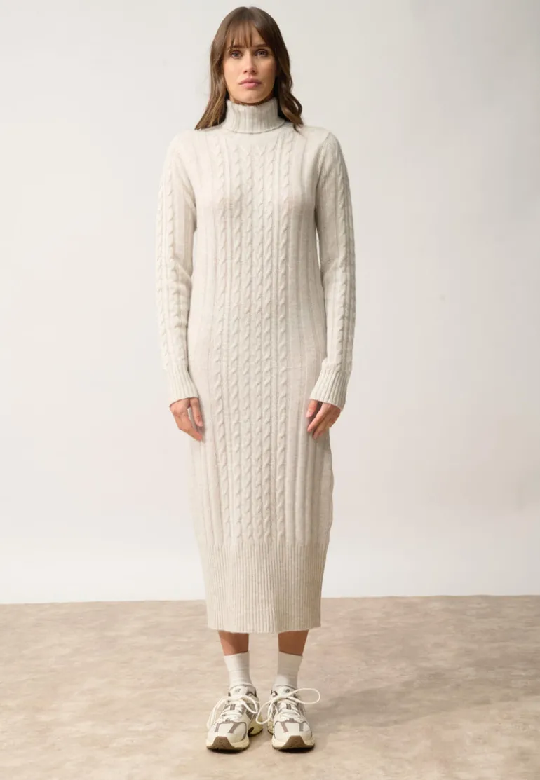 DOLKAR robe col roulé gris clair chiné