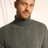 DORJE pull col roulé anthracite chiné