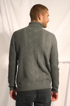 DORJE pull col roulé anthracite chiné