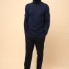 DORJE pull col roulé bleu nuit chiné