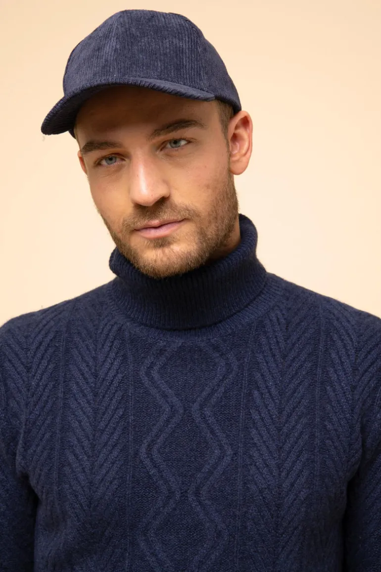 DORJE pull col roulé bleu nuit chiné
