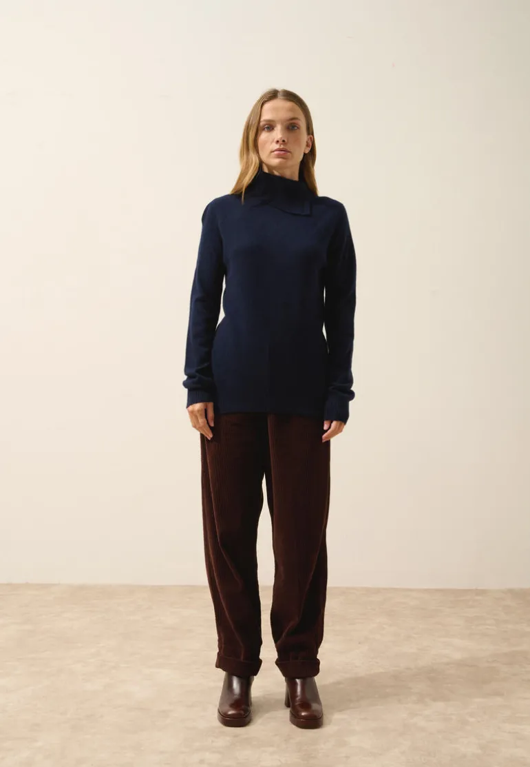DUNDEE pull col roulé navy