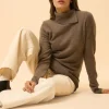 DUNDEE pull col roulé taupe chiné