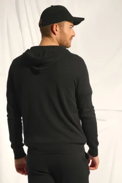 ELLIOT gilet col zippé capuche noir