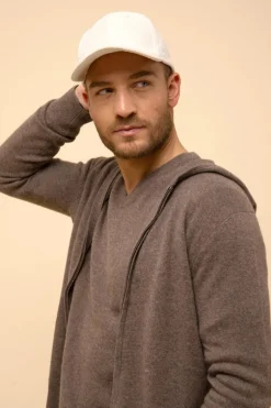 ELLIOT gilet col zippé capuche taupe chiné