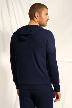 ELLIOT gilet col zippé capuche navy