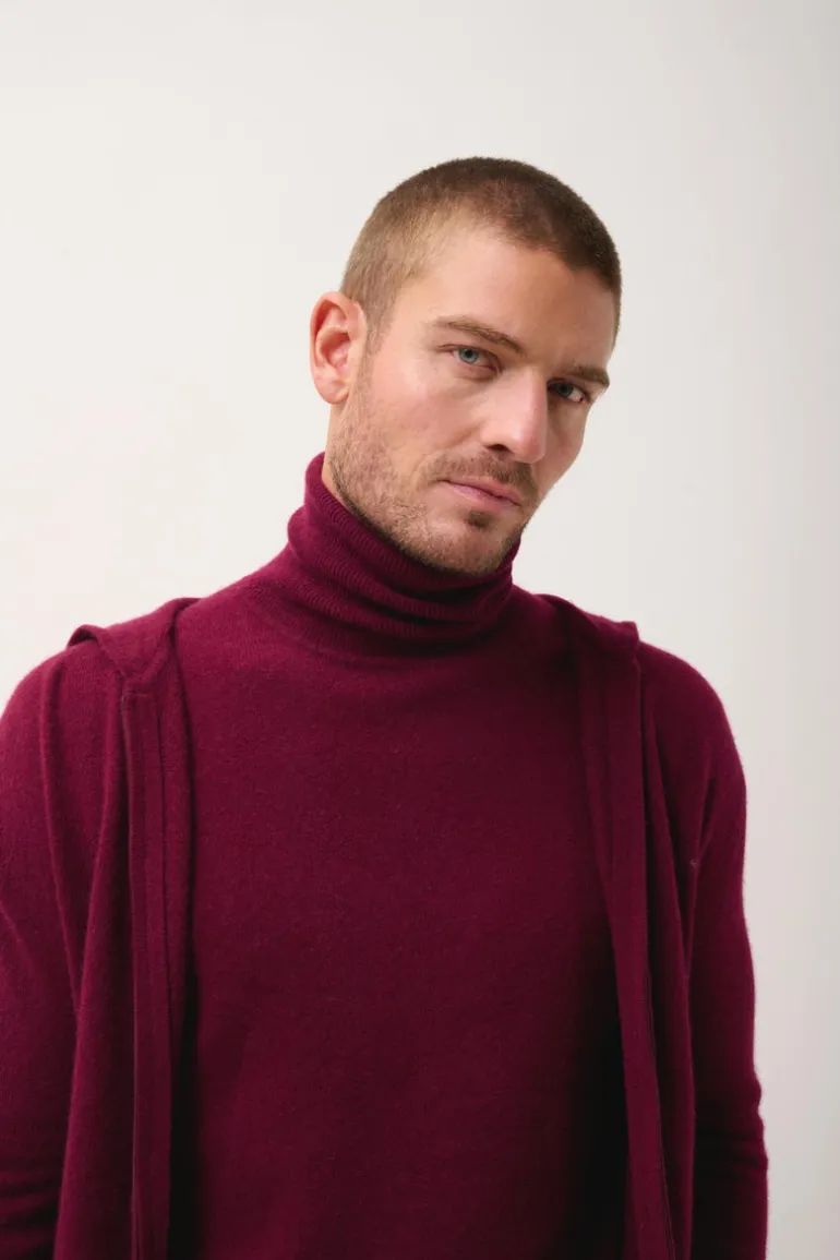 ELLIOT gilet col zippé capuche bordeaux